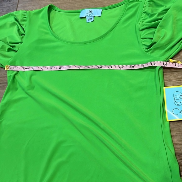 NWT CeCe Puff Sleeved Blouse Brilliant Lime Green Size Small - Picture 4 of 9